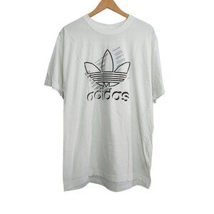 Adidas Sketch Trefo Crew Neck Logo T Shirt Men's Size L White